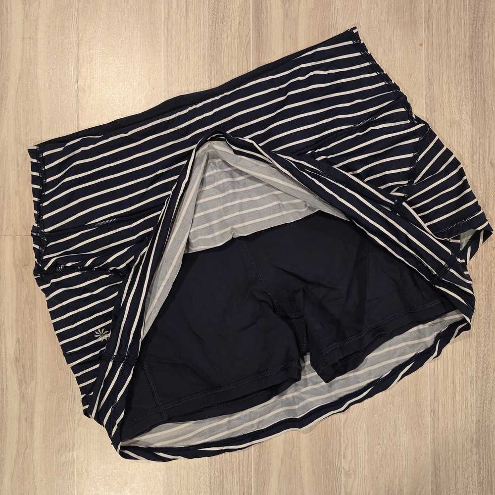 Athleta Sculptek Navy Striped Stealth Skirt Tennis Skort Size Small Golf Running - Picture 5 of 11